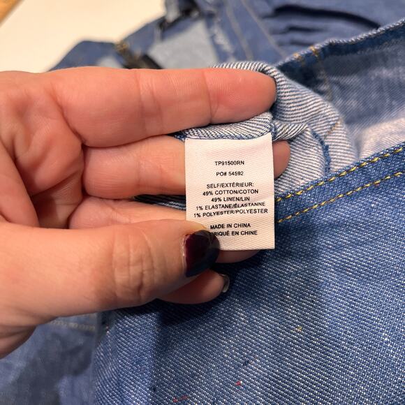 Derek Lam 10 Crosby Denim Cotton and Linen Faux Wrap Shift Dress Sz 4 - Picture 7 of 12